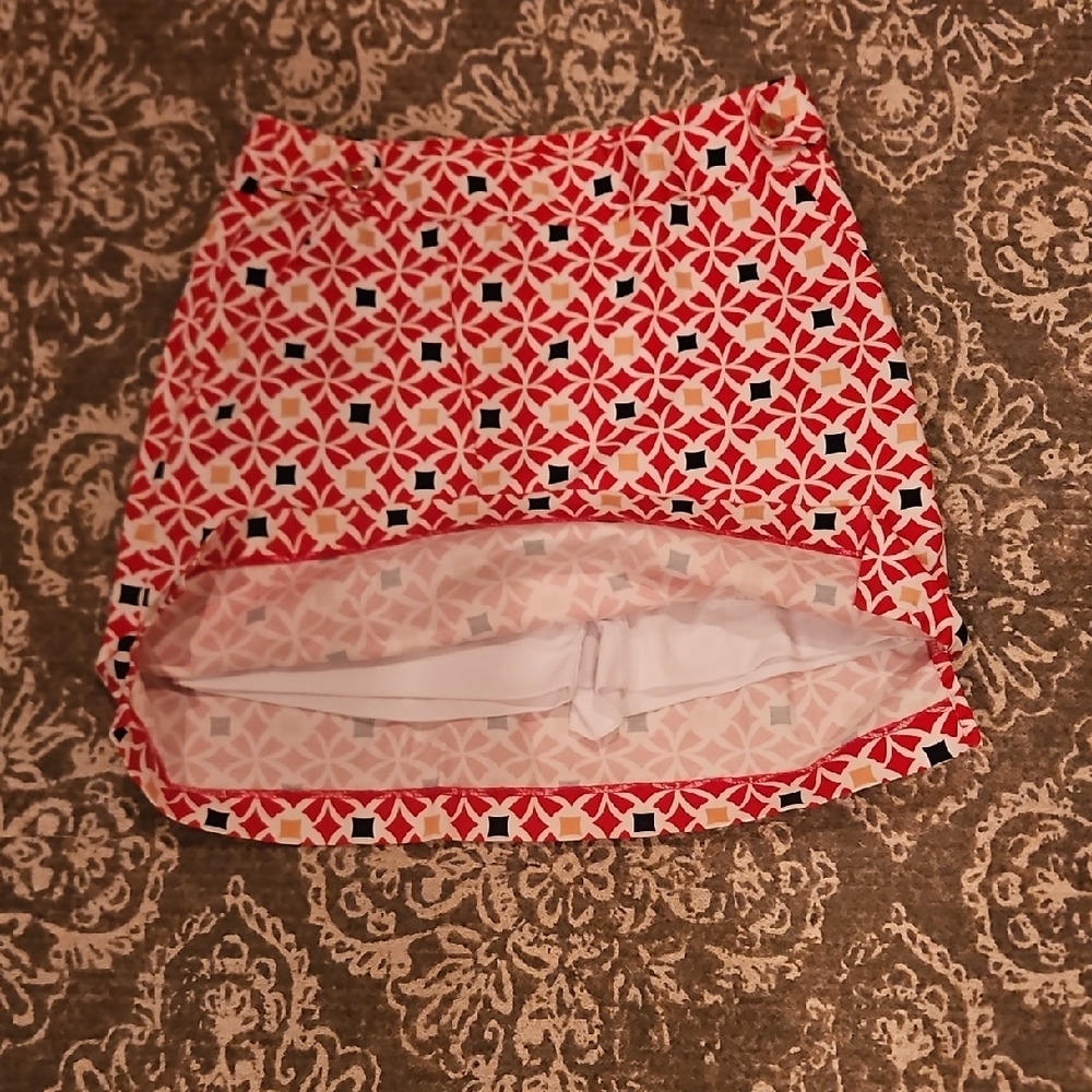 Red Geometric Patterned Skirt